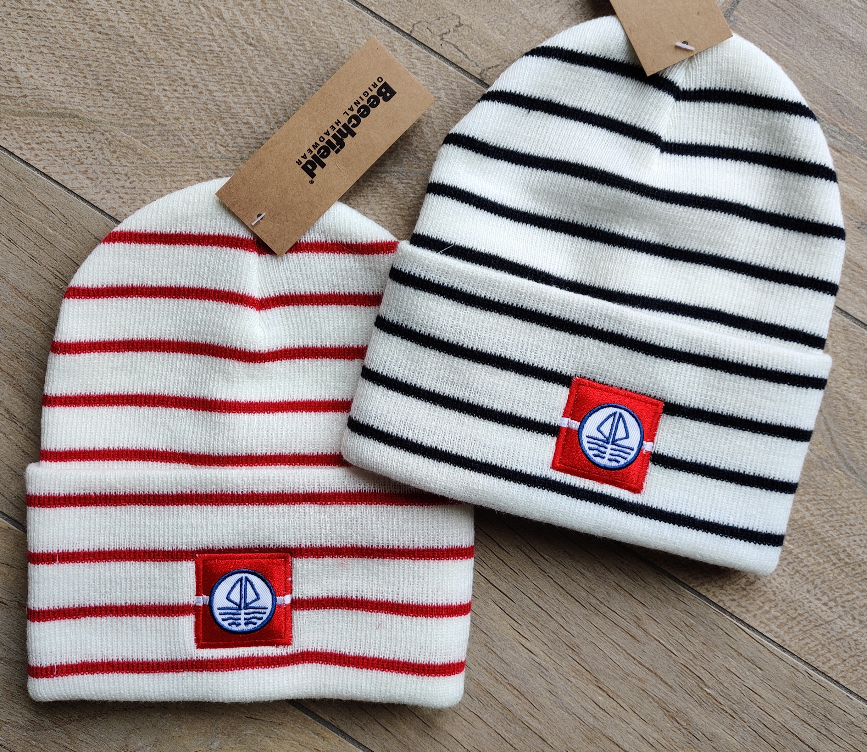 beanie rood en blauw