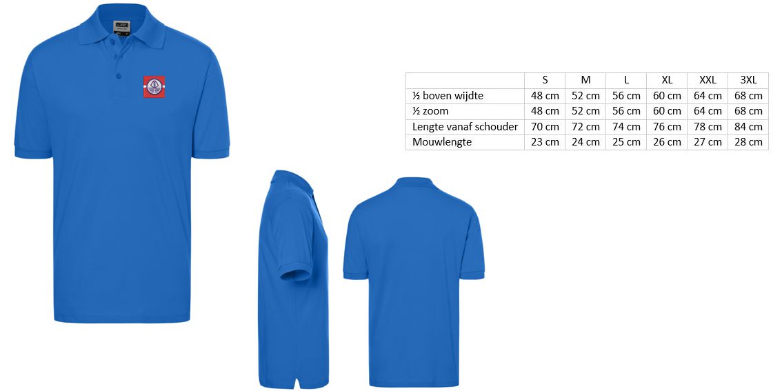 herenpolo front zij rug maattabel