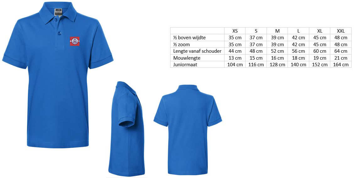 polo kids front zij rug maattabel